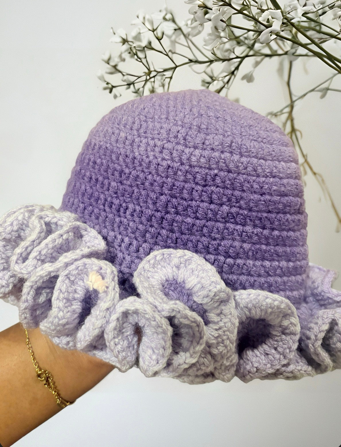 Crochet ruffle hat