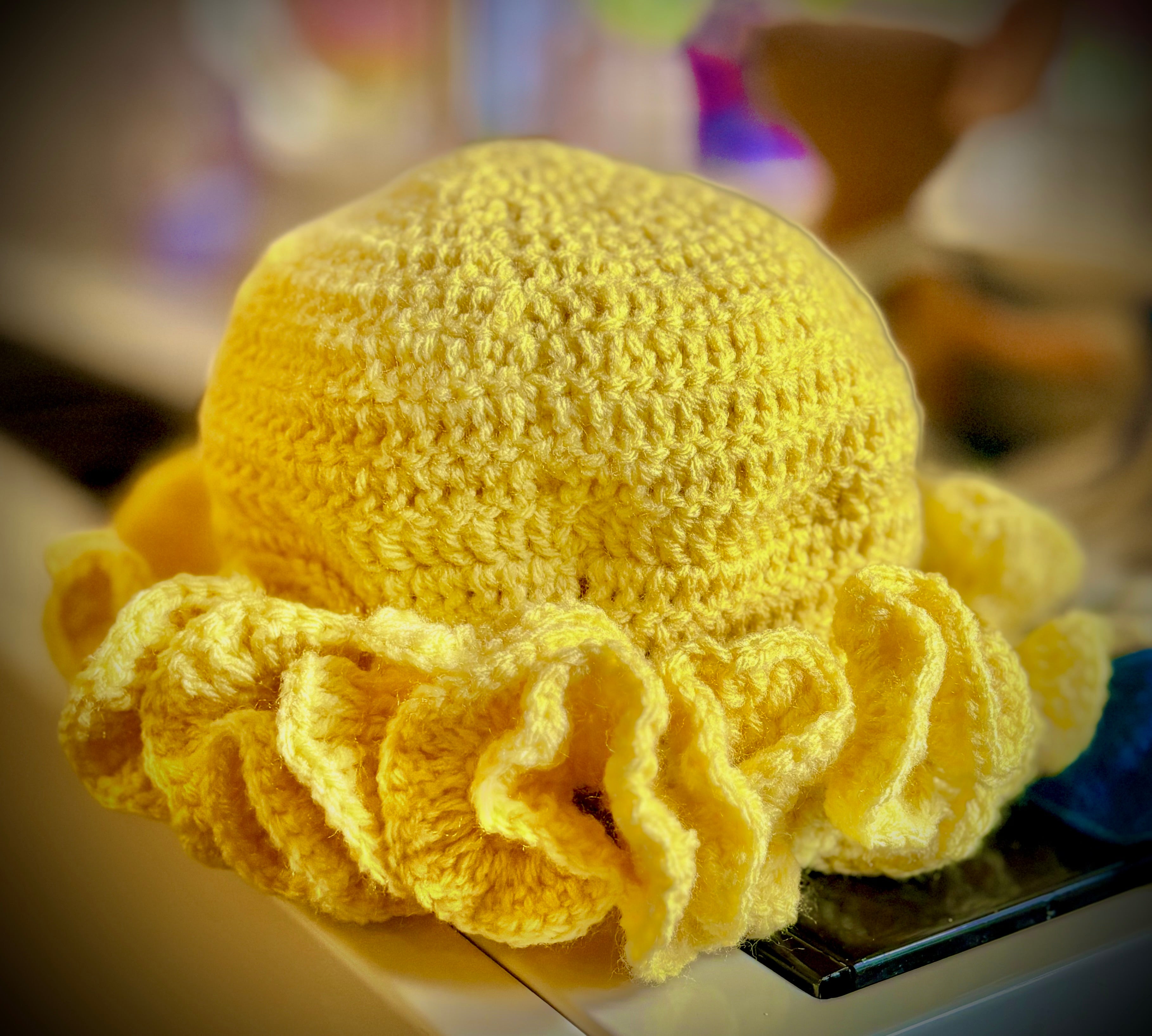 Crochet ruffle hat