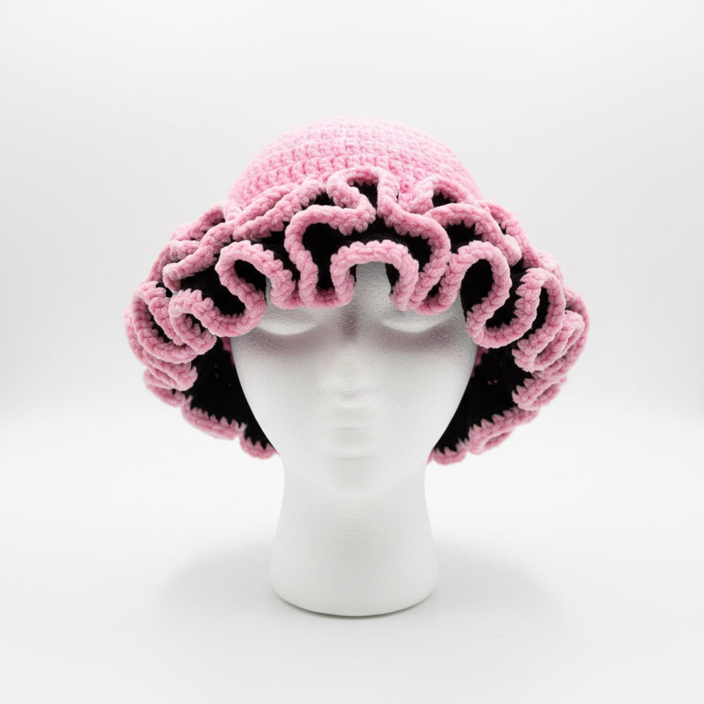 Crochet ruffle hat