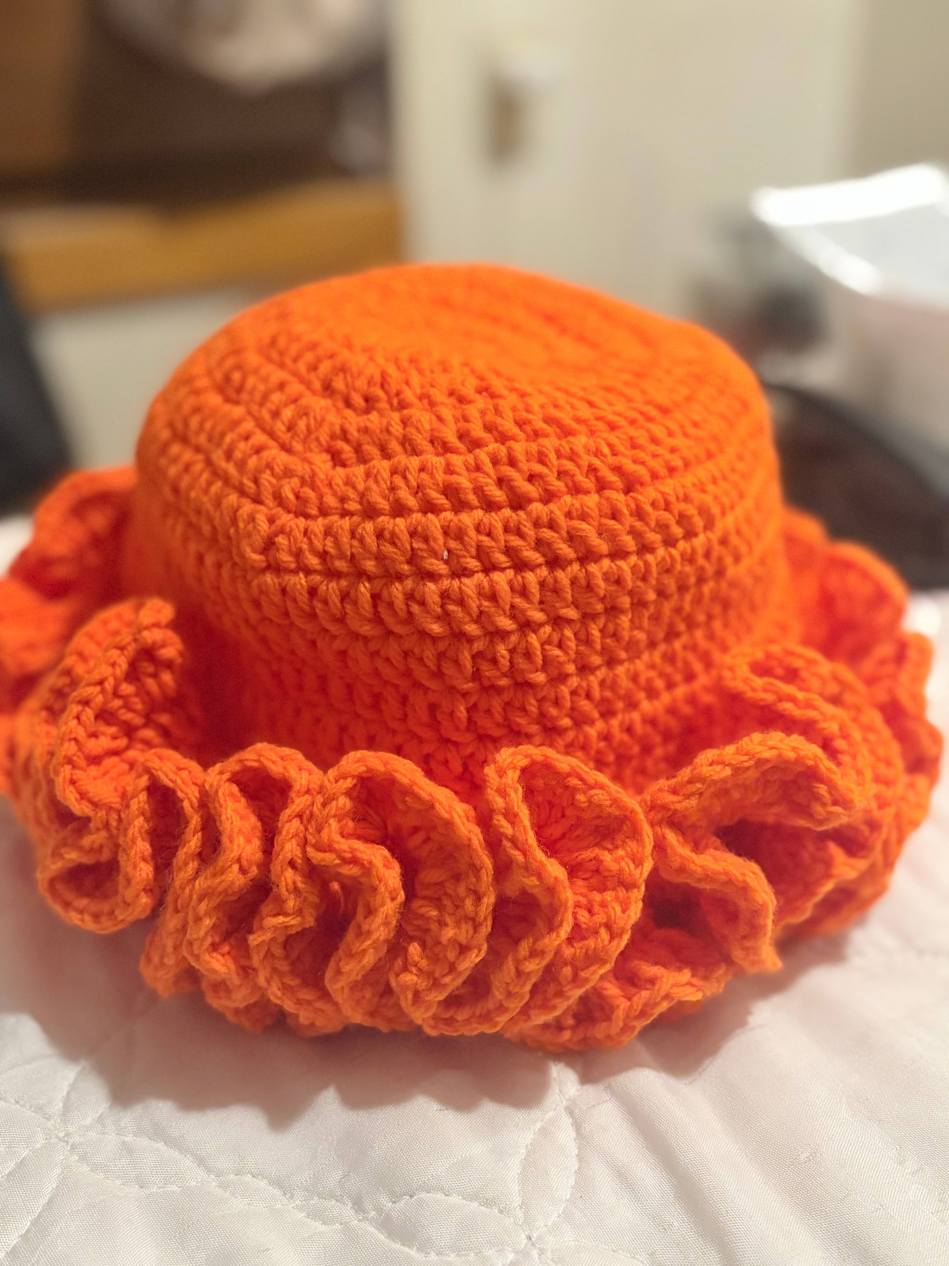 Crochet ruffle hat