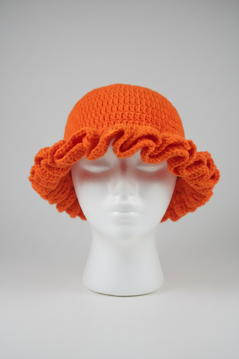 Crochet ruffle hat